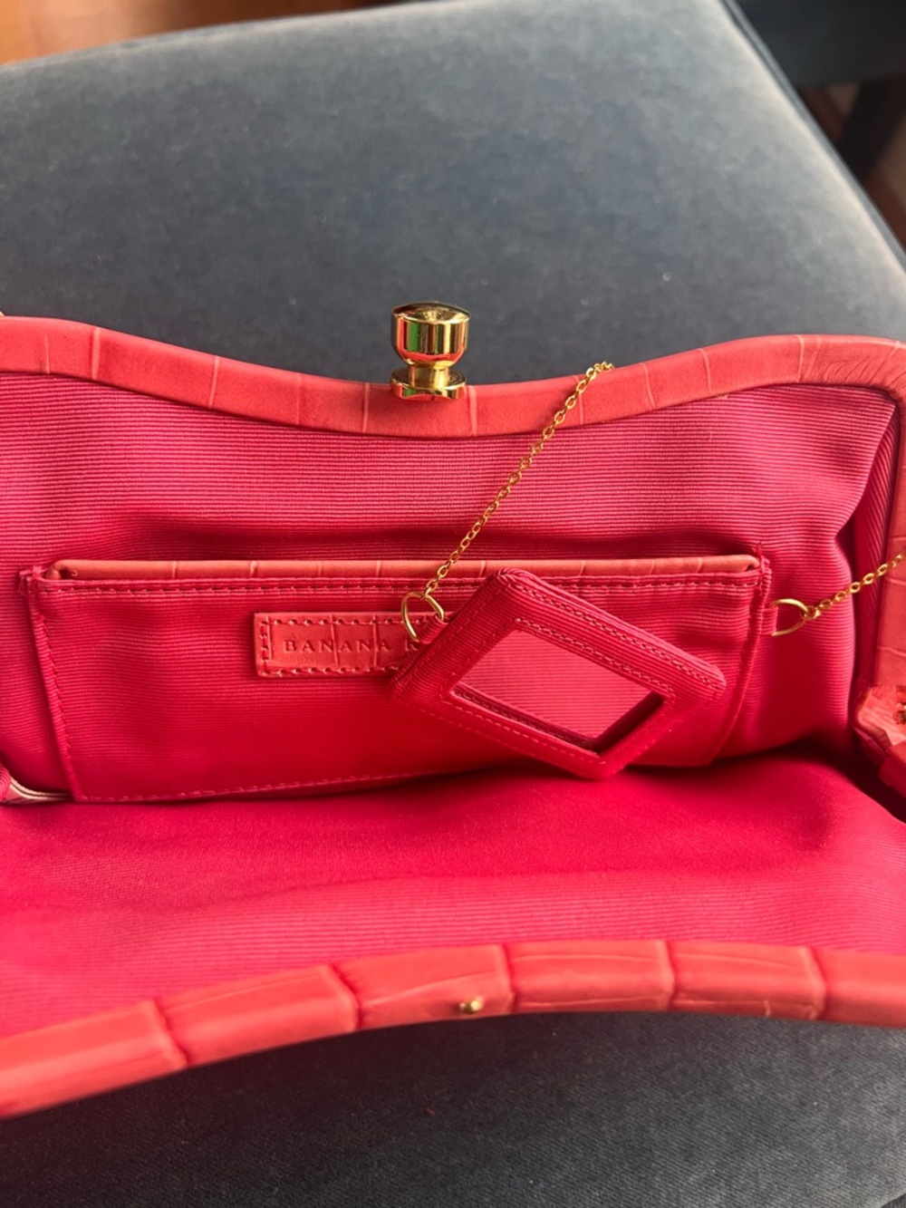 Banana Republic Pink Croc-Embossed Clutch - Picture 6 of 6